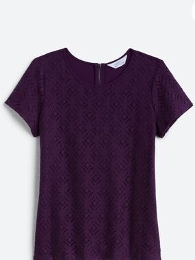 Market & Spruce Women's Short-Sleeve Crochet-front Tee in Deep Purple